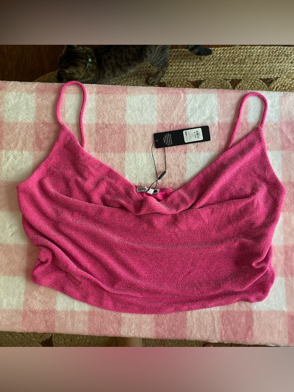 Fashion nova sparkly pink crop top